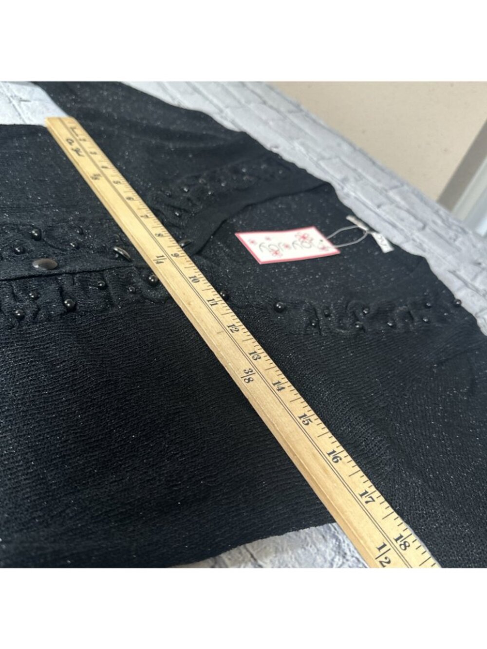 Black Sparkle Glitter Beaded Cardigan Joy Joy Brand Women’s Size Medium NEW - Picture 10 of 16